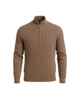 Beige Braided Zipped Pullover