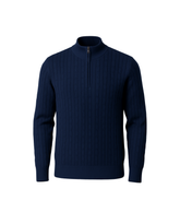 Navy Braided Zipped Pullover