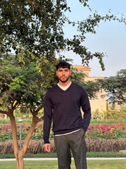 Navy-Blue V-Neck Pullover