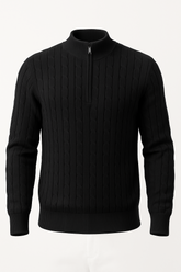 Black Braided Zipped Pullover