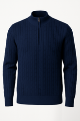 Navy Braided Zipped Pullover