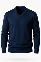 Navy-Blue V-Neck Pullover