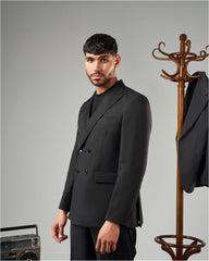 BLACK DOUBLE-BREASTED OVERSIZED SUIT