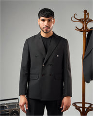 BLACK DOUBLE-BREASTED OVERSIZED SUIT