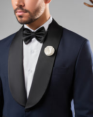 NAVY-BLUE TUXEDO SUIT WITH BLACK TROUSERS