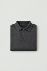 Men's Charcoal Grey Long-Sleeve Polo Sweatshirt