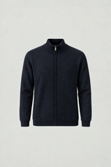 Men's Dark Navy Full-Zip Mock Neck Sweater:
