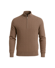 Beige Braided Zipped Pullover