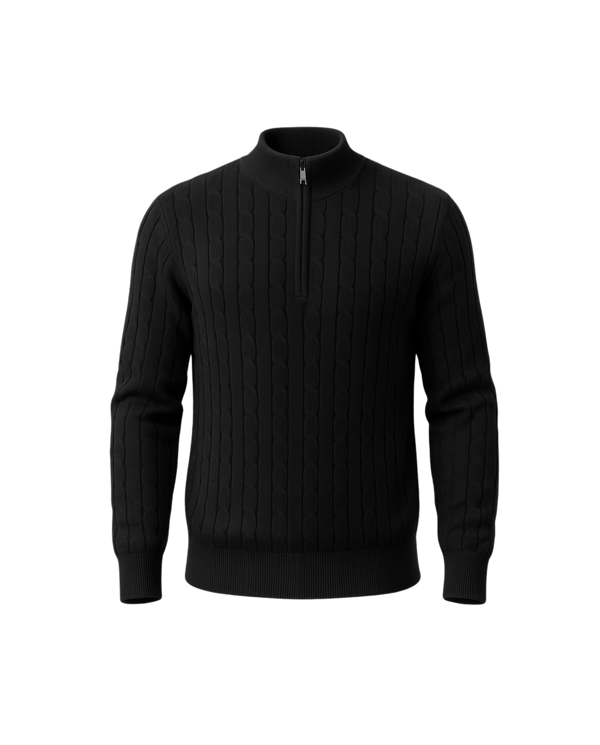 Black Braided Zipped Pullover