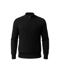 Black Braided Zipped Pullover