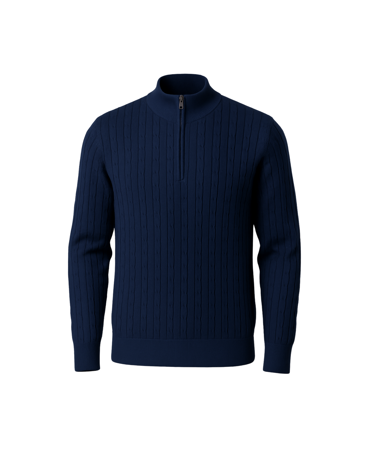 Navy Braided Zipped Pullover