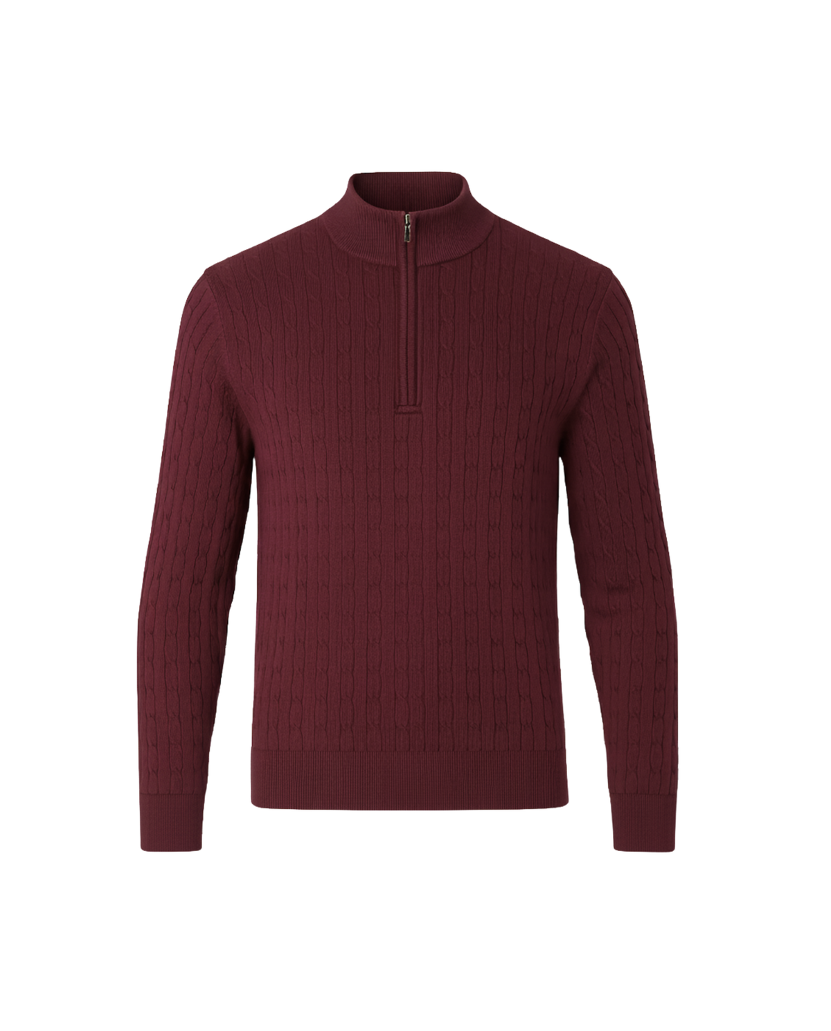 Burgundy Braided Zipped Pullover
