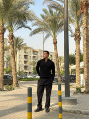 Black Braided Zipped Pullover