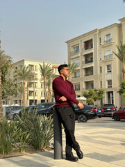 Burgundy Braided Zipped Pullover