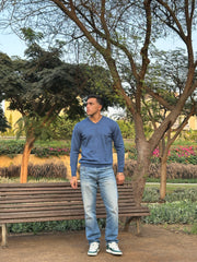 Blue V-Neck Pullover