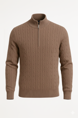 Beige Braided Zipped Pullover