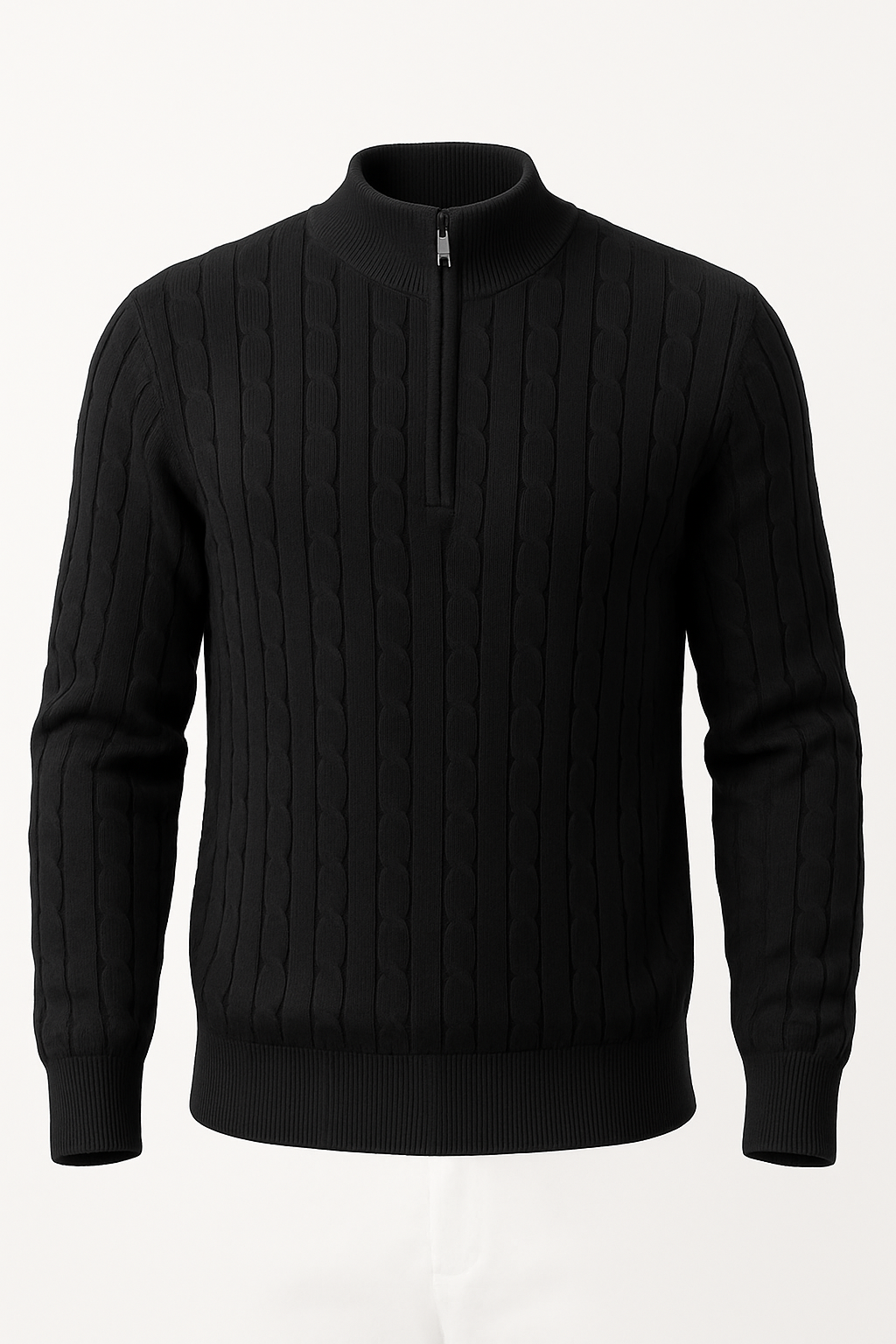 Black Braided Zipped Pullover