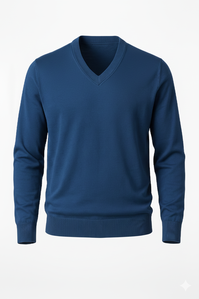 Blue V-Neck Pullover