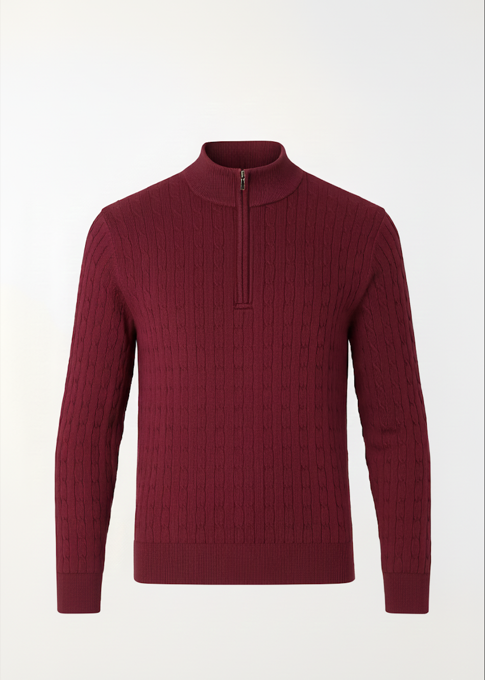 Burgundy Braided Zipped Pullover