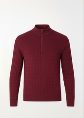 Burgundy Braided Zipped Pullover