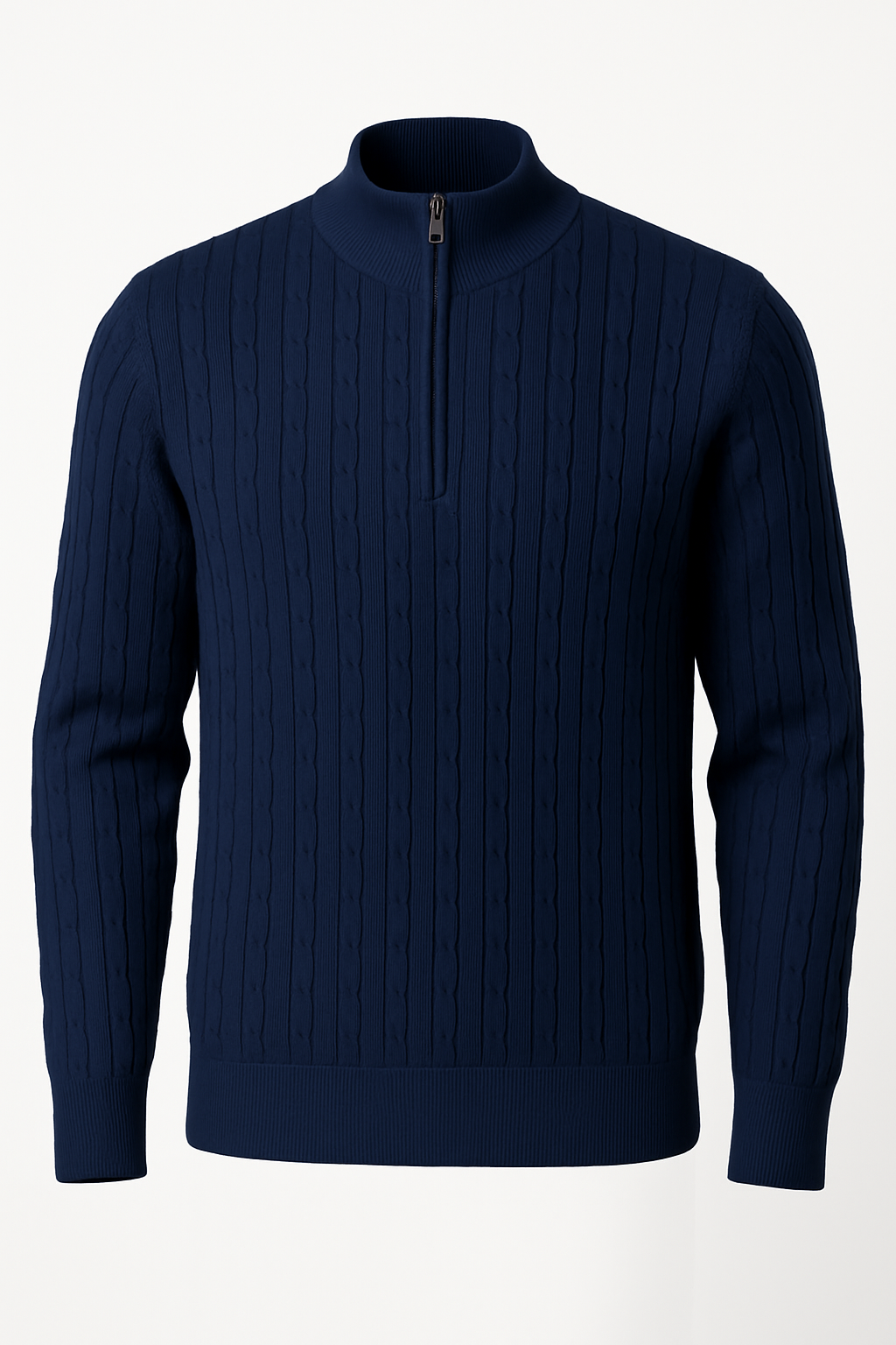 Navy Braided Zipped Pullover