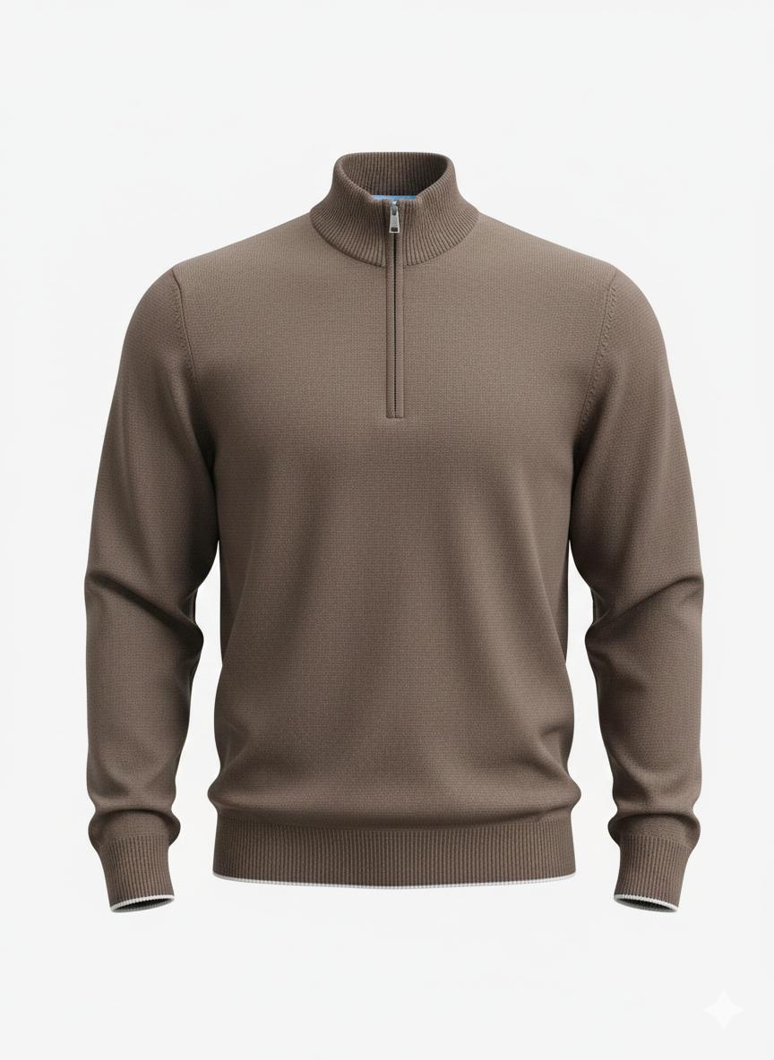 Beige Zipped Pullover