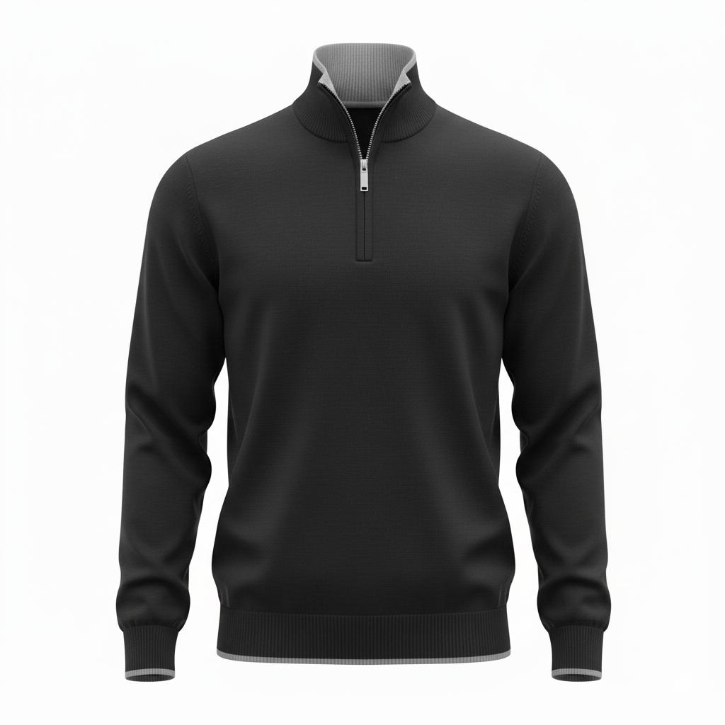Black Zipped Pullover