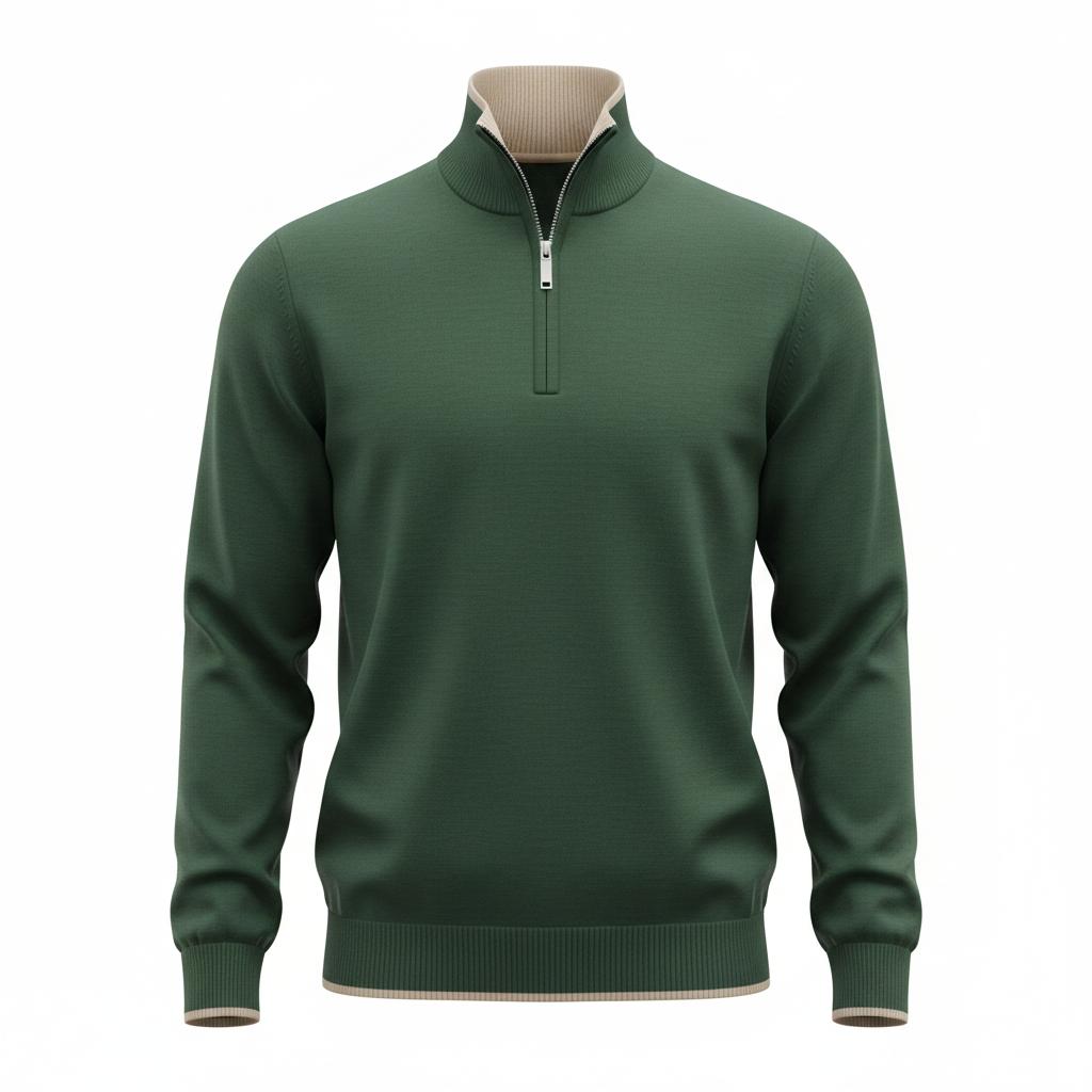 Olive Zipped Pullover