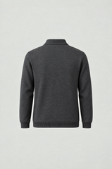Men's Charcoal Grey Long-Sleeve Polo Sweatshirt