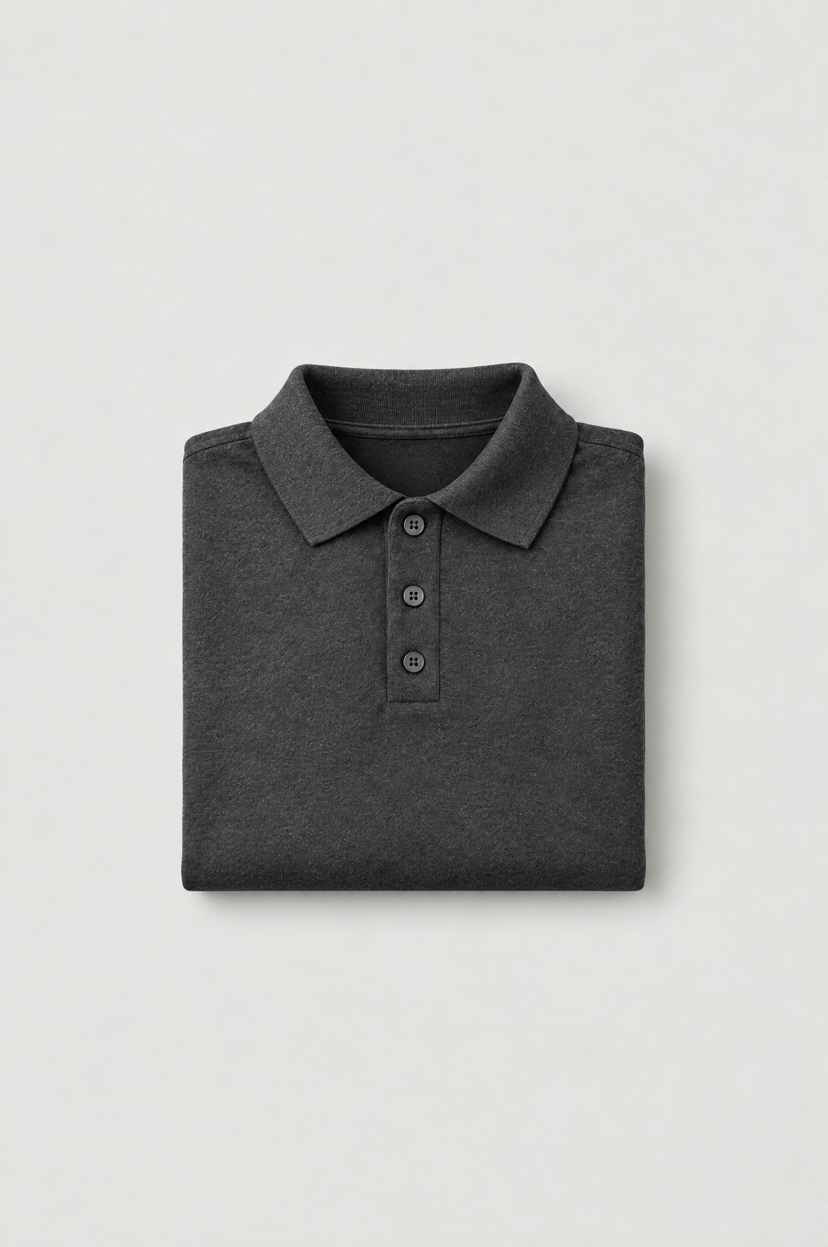 Men's Charcoal Grey Long-Sleeve Polo Sweatshirt