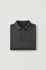 Men's Charcoal Grey Long-Sleeve Polo Sweatshirt