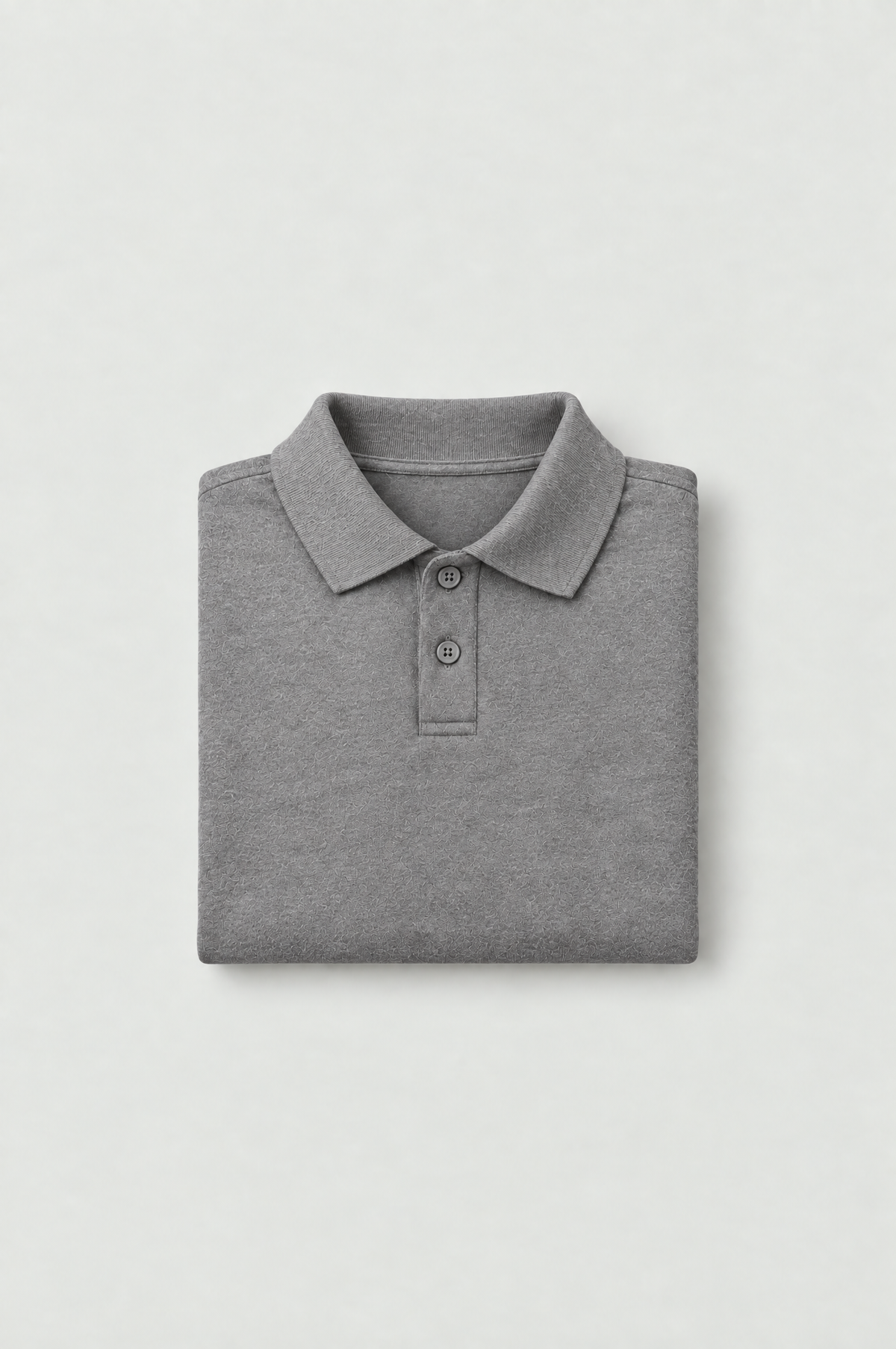 Men's Heathered Light Grey Long-Sleeve Polo Sweater