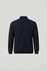 Men's Dark Navy Full-Zip Mock Neck Sweater: